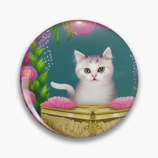 Item preview, Beautiful Fantasy Whimsical Cat Pastel Illustration with flowers in background designed and sold by ManifestoDesign.