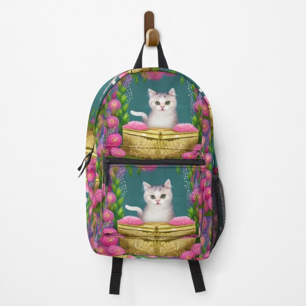 Item preview, Beautiful Fantasy Whimsical Cat Pastel Illustration with flowers in background designed and sold by ManifestoDesign.