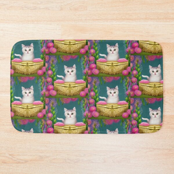 Item preview, Beautiful Fantasy Whimsical Cat Pastel Illustration with flowers in background designed and sold by ManifestoDesign.