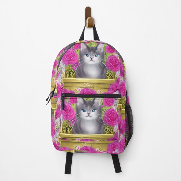 Item preview, Beautiful Fantasy Whimsical Cat Pastel Illustration with flowers in background designed and sold by ManifestoDesign.