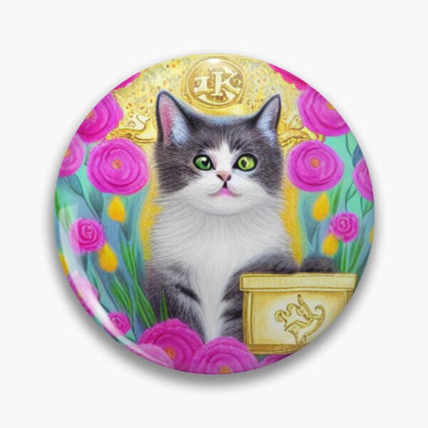 Item preview, Beautiful Fantasy Whimsical Cat Pastel Illustration with flowers in background designed and sold by ManifestoDesign.