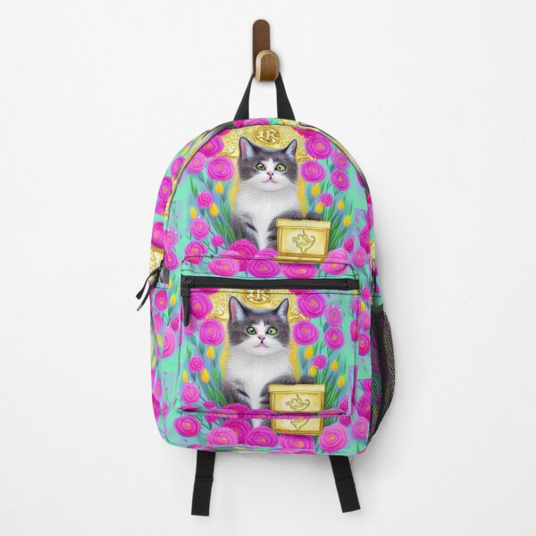 Item preview, Beautiful Fantasy Whimsical Cat Pastel Illustration with flowers in background designed and sold by ManifestoDesign.