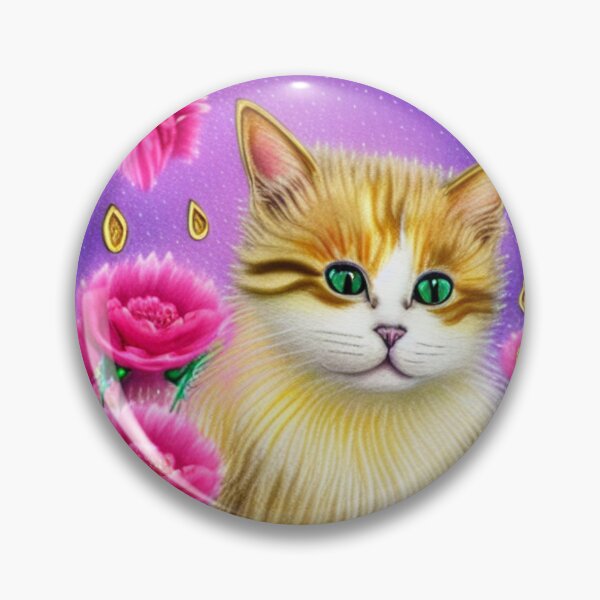 Item preview, Beautiful Fantasy Whimsical Cat Pastel Illustration with flowers in background designed and sold by ManifestoDesign.