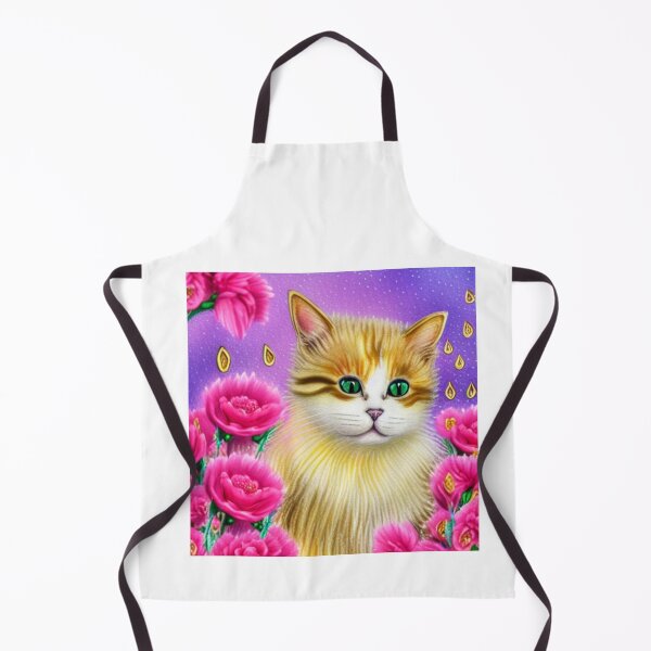 Item preview, Beautiful Fantasy Whimsical Cat Pastel Illustration with flowers in background designed and sold by ManifestoDesign.
