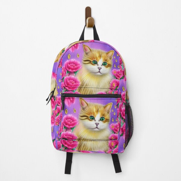 Item preview, Beautiful Fantasy Whimsical Cat Pastel Illustration with flowers in background designed and sold by ManifestoDesign.