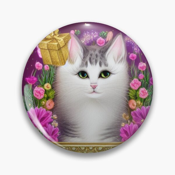 Item preview, Beautiful Fantasy Whimsical Cat Pastel Illustration with flowers in background designed and sold by ManifestoDesign.