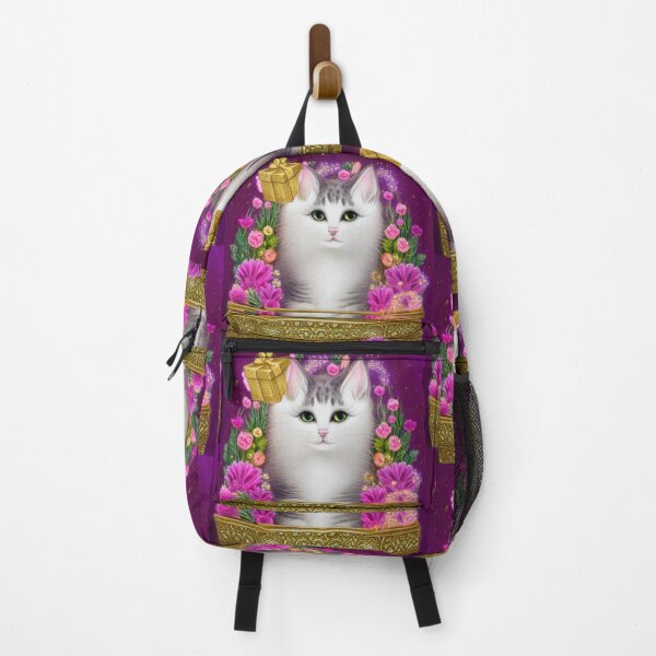 Item preview, Beautiful Fantasy Whimsical Cat Pastel Illustration with flowers in background designed and sold by ManifestoDesign.