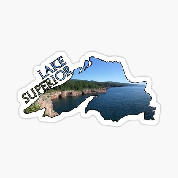 Lake Superior Outline with North Shore View Sticker