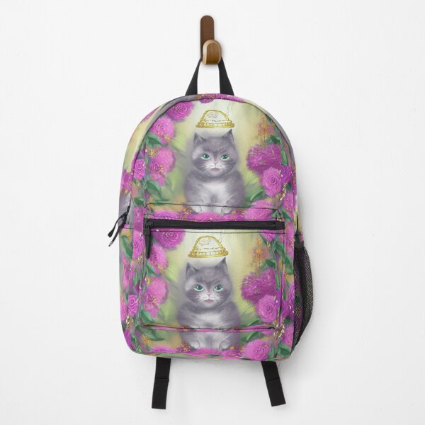 Item preview, Beautiful Fantasy Whimsical Cat Pastel Illustration with flowers in background designed and sold by ManifestoDesign.