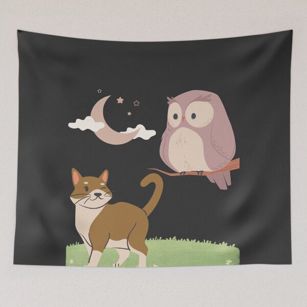 Item preview, a cat and an owl designed and sold by GeminiDaydreamer.