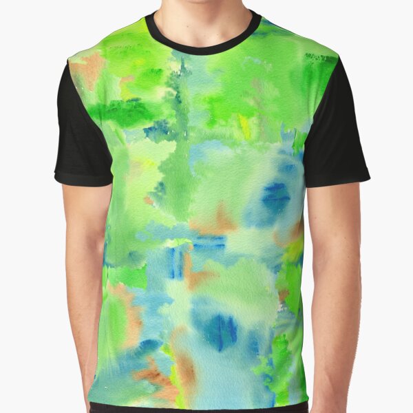 In the Forest in Spring Abstract Watercolor Collage Graphic T-Shirt