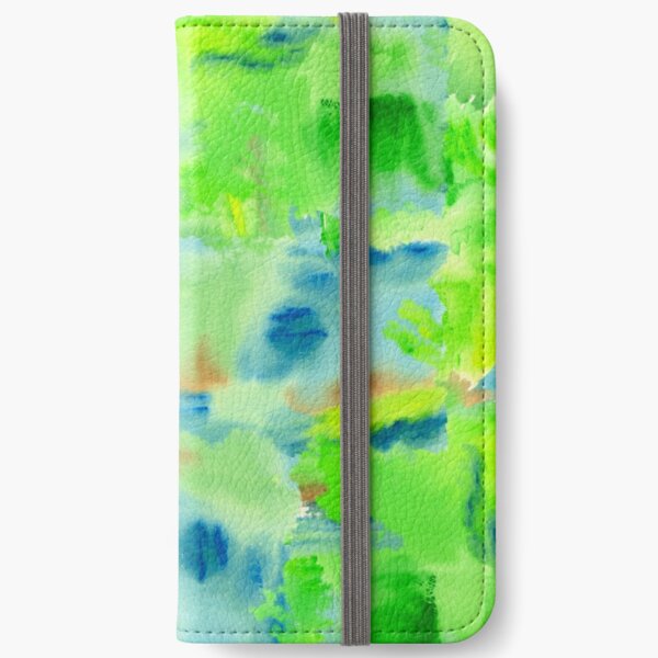 In the Forest in Spring Abstract Watercolor Collage iPhone Wallet