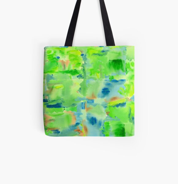 In the Forest in Spring Abstract Watercolor Collage All Over Print Tote Bag