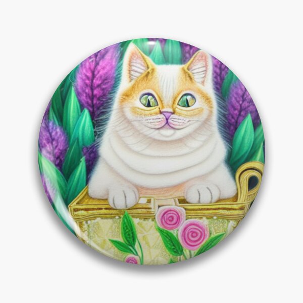 Item preview, Beautiful Fantasy Whimsical Cat Pastel Illustration with flowers in background designed and sold by ManifestoDesign.