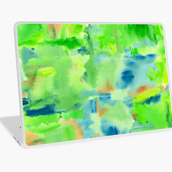 In the Forest in Spring Abstract Watercolor Collage Laptop Skin