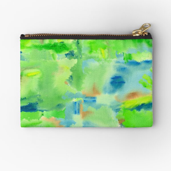 In the Forest in Spring Abstract Watercolor Collage Zipper Pouch