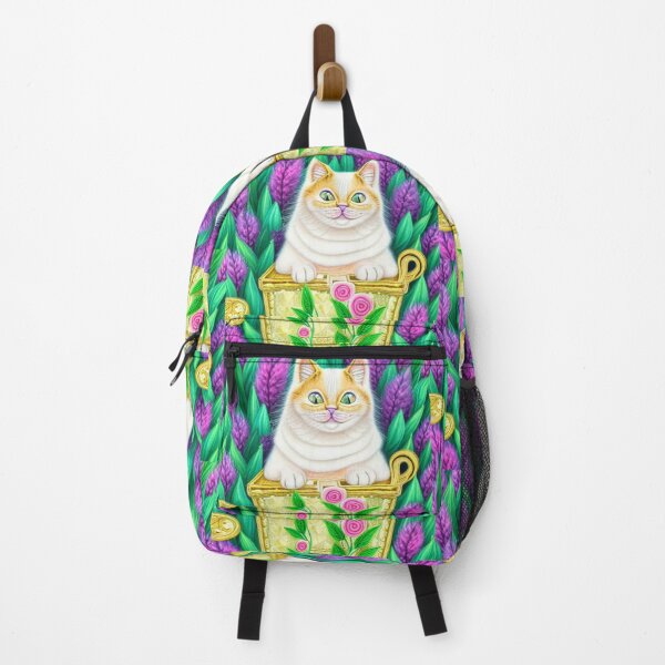 Item preview, Beautiful Fantasy Whimsical Cat Pastel Illustration with flowers in background designed and sold by ManifestoDesign.