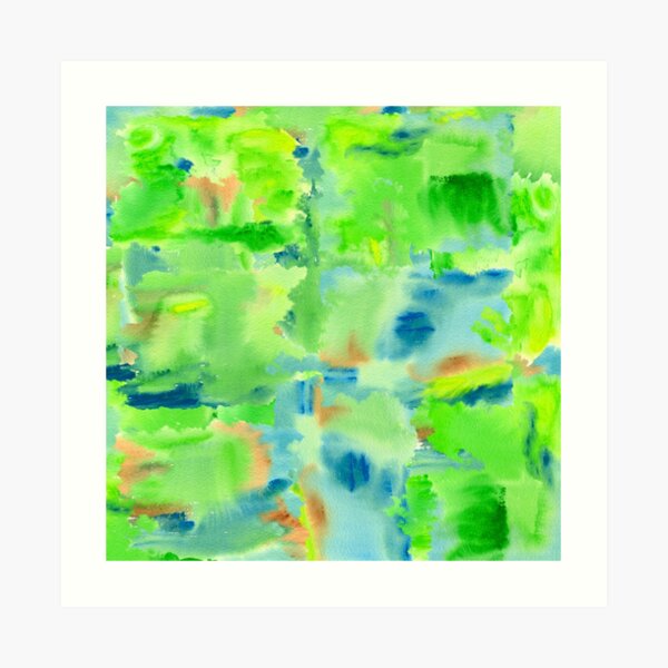 In the Forest in Spring Abstract Watercolor Collage Art Print