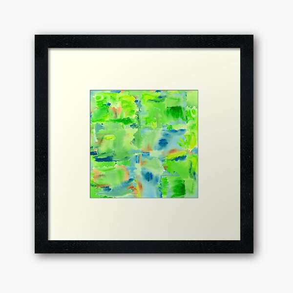 In the Forest in Spring Abstract Watercolor Collage Framed Art Print