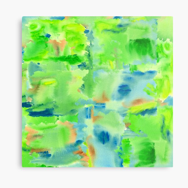 In the Forest in Spring Abstract Watercolor Collage Metal Print
