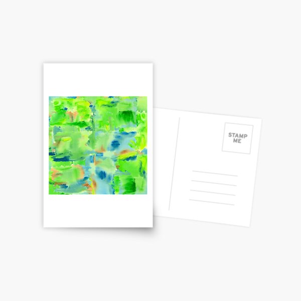 In the Forest in Spring Abstract Watercolor Collage Postcard
