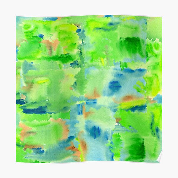 In the Forest in Spring Abstract Watercolor Collage Poster
