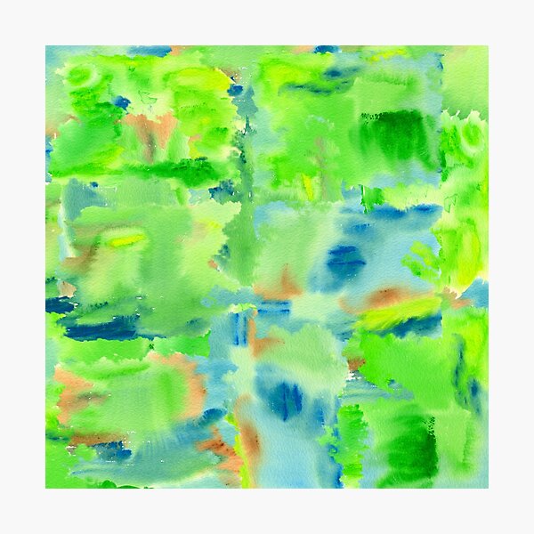 In the Forest in Spring Abstract Watercolor Collage Photographic Print