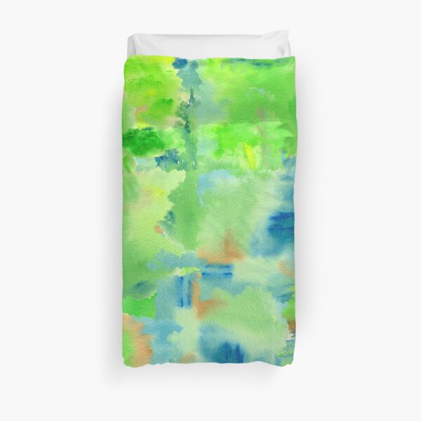 In the Forest in Spring Abstract Watercolor Collage Duvet Cover