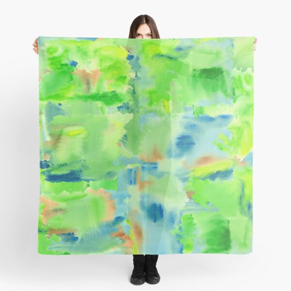 In the Forest in Spring Abstract Watercolor Collage Scarf