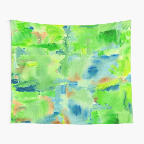 In the Forest in Spring Abstract Watercolor Collage Tapestry