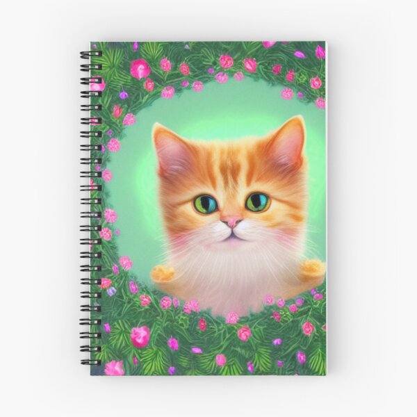 Item preview, Beautiful Fantasy Whimsical Cat Pastel Illustration with flowers in background designed and sold by ManifestoDesign.