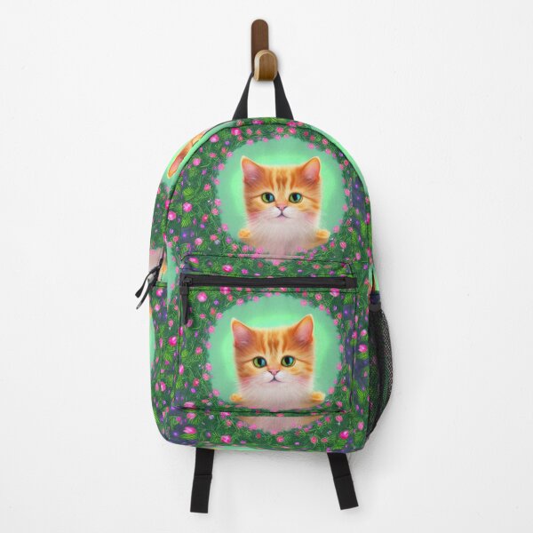 Item preview, Beautiful Fantasy Whimsical Cat Pastel Illustration with flowers in background designed and sold by ManifestoDesign.