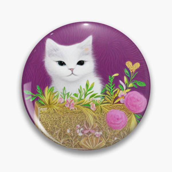 Item preview, Beautiful Fantasy Whimsical Cat Pastel Illustration with flowers in background designed and sold by ManifestoDesign.