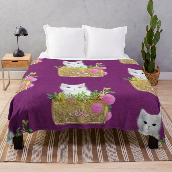 Item preview, Beautiful Fantasy Whimsical Cat Pastel Illustration with flowers in background designed and sold by ManifestoDesign.