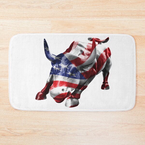 Item preview, Wall Street Bull with US Flag Overlay designed and sold by Mackabee.
