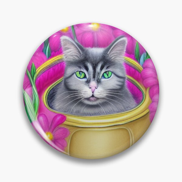 Item preview, Beautiful Fantasy Whimsical Cat Pastel Illustration with flowers in background designed and sold by ManifestoDesign.