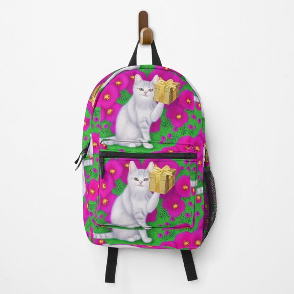 Item preview, Beautiful Fantasy Whimsical Cat Pastel Illustration with flowers in background designed and sold by ManifestoDesign.