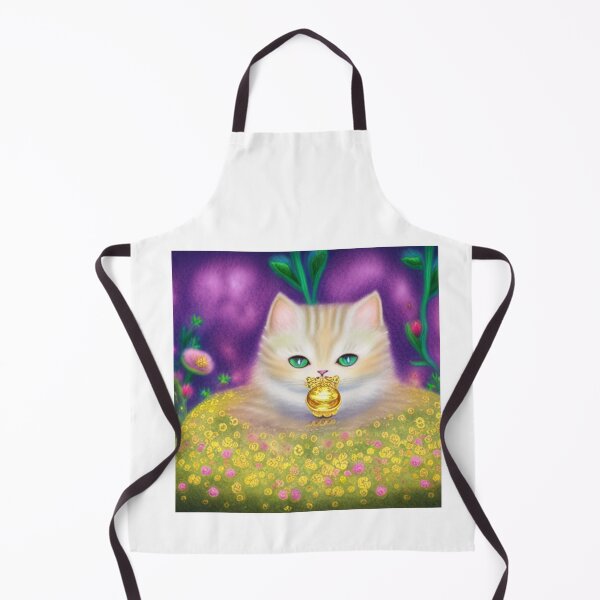 Item preview, Beautiful Fantasy Whimsical Cat Pastel Illustration with flowers in background designed and sold by ManifestoDesign.