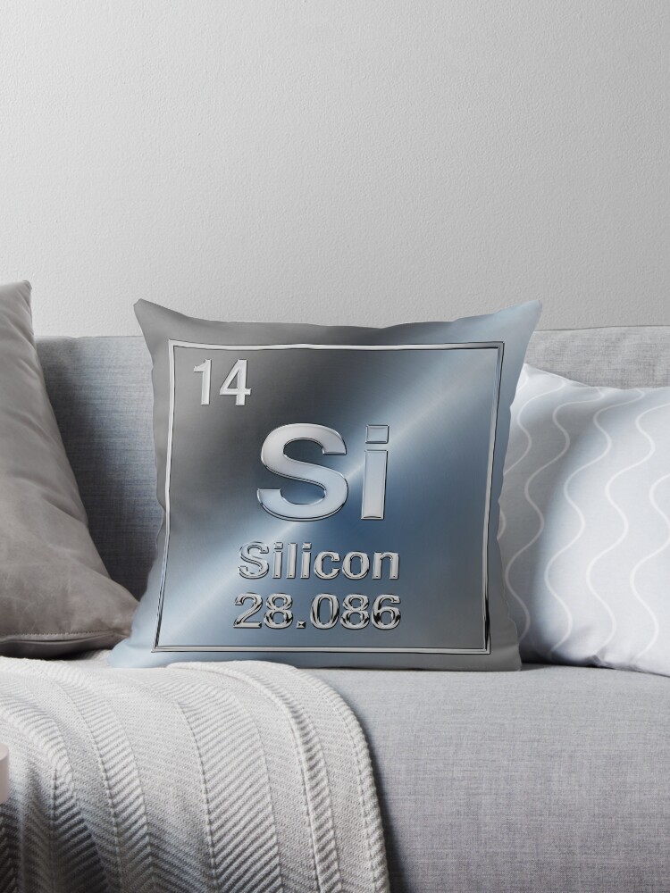 Periodic Table Of Elements Silicon Si Throw Pillow By Serge Averbukh