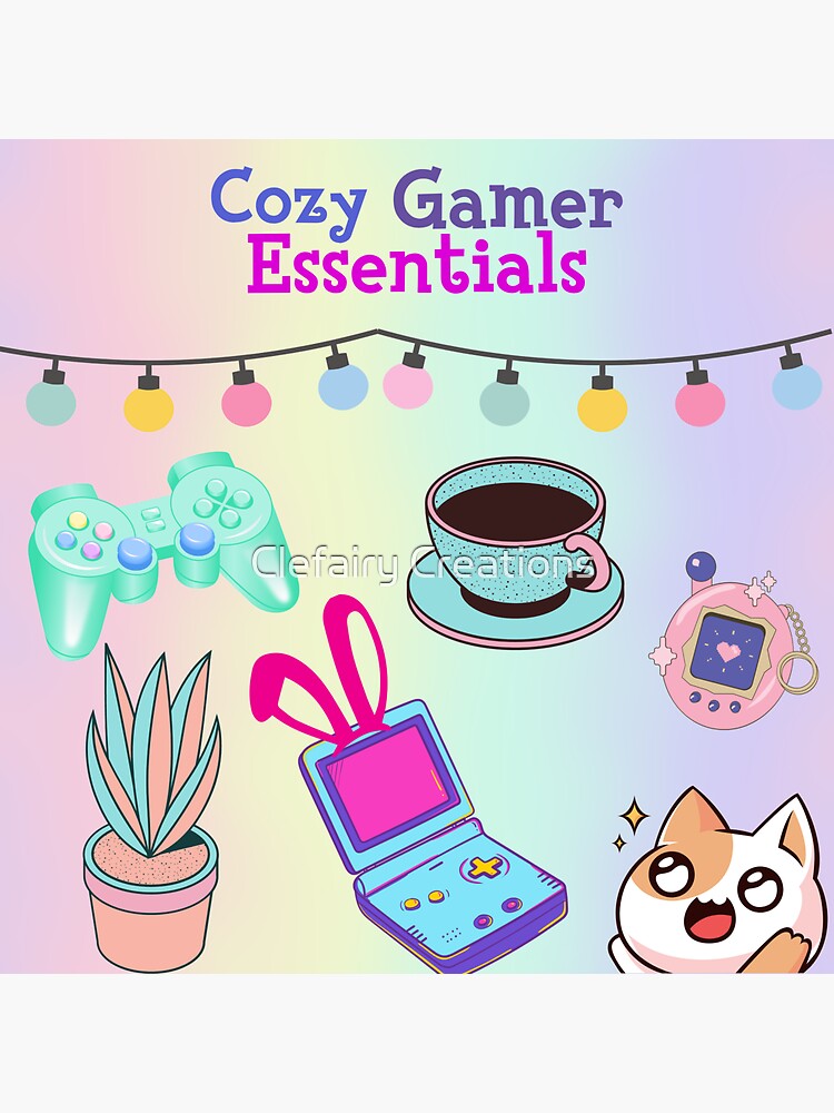 Cozy Gamer Essentials Sticker for Sale by Clefairy Creations