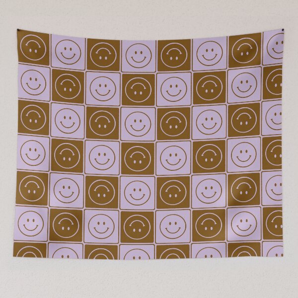 Item preview, Checkered Smiley Faces Pattern Design  Muted Color Palette designed and sold by tartagain.