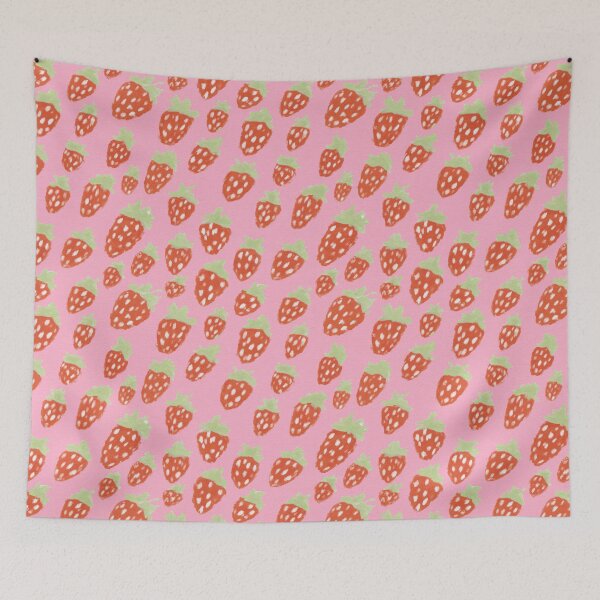 Item preview, CUTE STRAWBERRY PATTERN ON PINK BACKGROUND \ by tartagain designed and sold by tartagain.