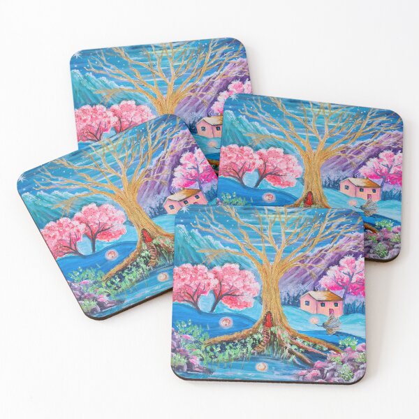 Item preview, Fantastical land, acrylic painting designed and sold by OilPaintsHatts.