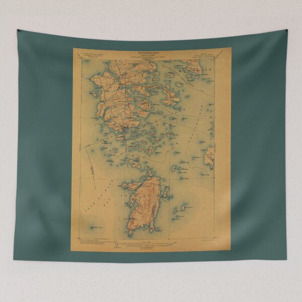 Artikelvorschau, Vintage Karte von Isle au Haut und Deer Isle Maine entworfen und verkauft von BeaSchoney.