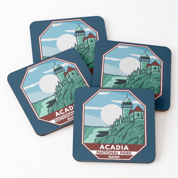 Item preview, Acadia National Park Maine Lighthouse Retro Emblem designed and sold by KrisSidDesigns.