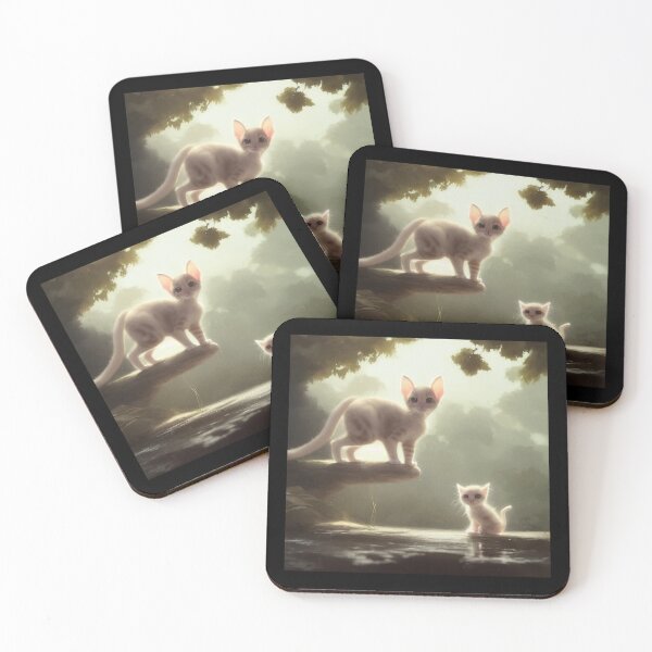 Item preview, Cute white kittens standing by the river designed and sold by Mission-Cat.