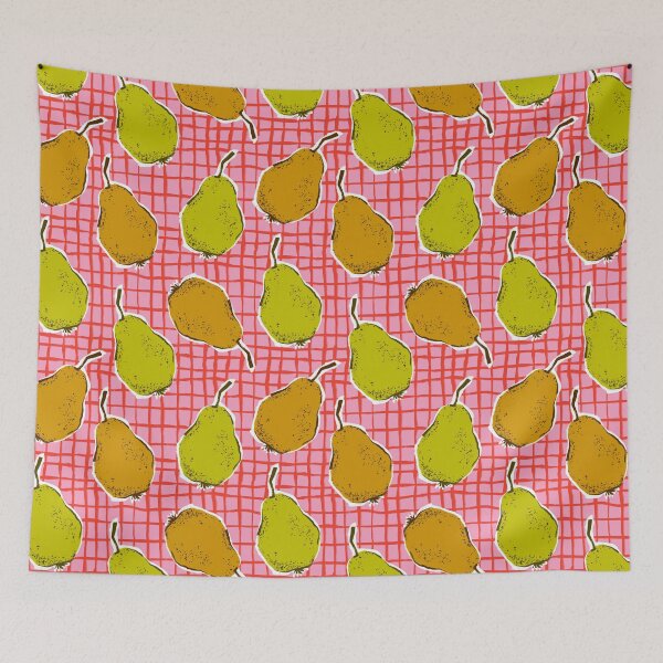 Item preview, Pears on the grid retro pattern \ By tartagain designed and sold by tartagain.