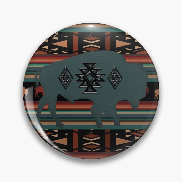 Artikelvorschau, Bison mit Stammes- Muster im Blau und im Braun entworfen und verkauft von handsoftime2020.