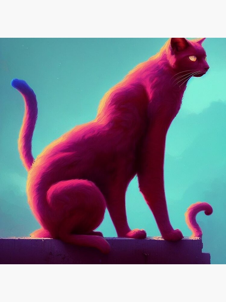 "Psychedelic pink cat" Sticker for Sale by MissionCat Redbubble