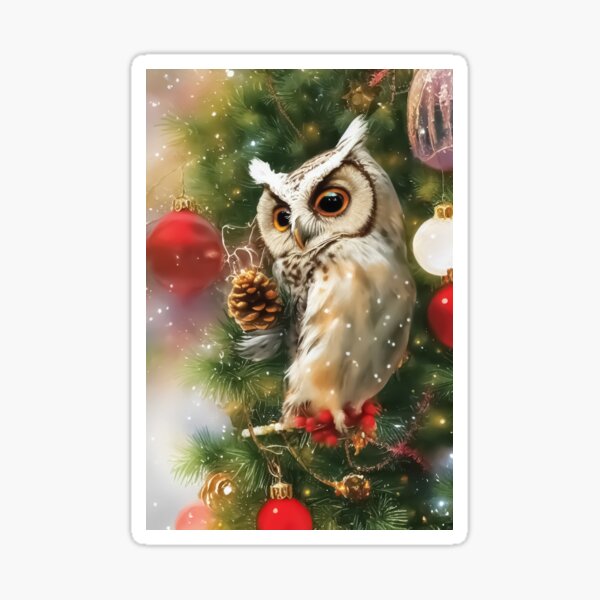  owl in christmas tree sticker for sale by wewebpt redbubble